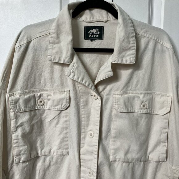 Roots Jacket Womens Off White Barn Chore Shacket Overshirt Outdoor Utility - Picture 3 of 8